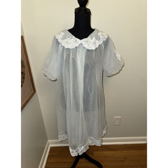 shadowline Other - Vintage 60s Pale Blue Chiffon, Baby Doll Nightie by shadowline Small Sexy